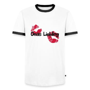 Omas Liebling - Männer Kontrast-T-Shirt - Weiß/Schwarz - Vorne - AI Model Female 172 light (172cm) & AI Model Male 178 dark (178cm)