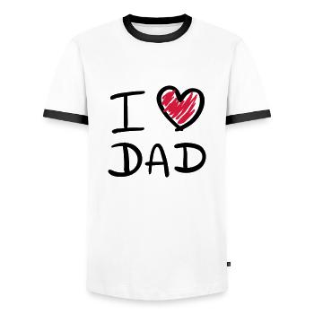 i_love_dad__f2 - T-shirt contrasté Homme - blanc/noir - Devant - AI Model Female 172 light (172cm) & AI Model Male 178 dark (178cm)