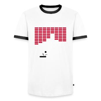 retro game - Men's Ringer Shirt - white/black - Front - AI Model Female 172 light (172cm) & AI Model Male 178 dark (178cm)
