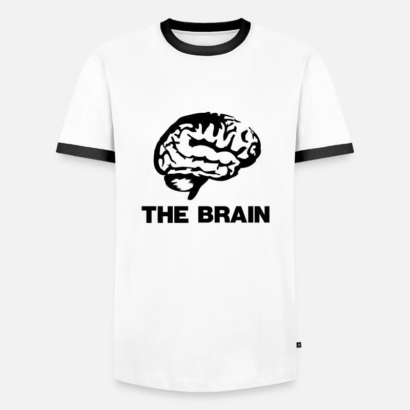 The Brain Design - Männer Kontrast-T-Shirt - Weiß/Schwarz