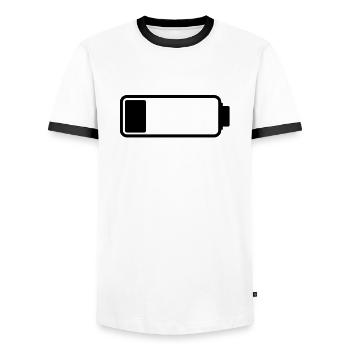 battery_empty__f1 - T-shirt contrasté Homme - blanc/noir - Devant - AI Model Female 172 light (172cm) & AI Model Male 178 dark (178cm)