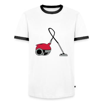 staubsauger - Männer Kontrast-T-Shirt - Weiß/Schwarz - Vorne - AI Model Female 172 light (172cm) & AI Model Male 178 dark (178cm)