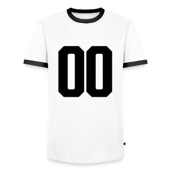 Nummer 00 große Zahlen Massive Ziffern - Männer Kontrast-T-Shirt - Weiß/Schwarz - Vorne - AI Model Female 172 light (172cm) & AI Model Male 178 dark (178cm)
