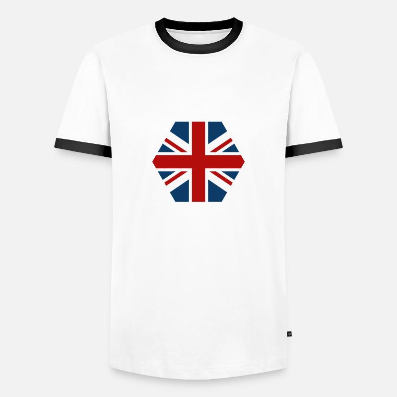 Great Britain flag - Men's Ringer Shirt - white/black