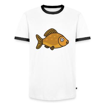 Pêche au poisson carpe - T-shirt contrasté Homme - blanc/noir - Devant - AI Model Female 172 light (172cm) & AI Model Male 178 dark (178cm)