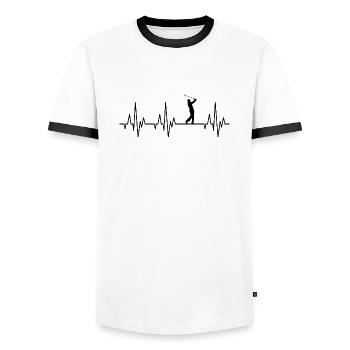 Parcours de golf Heartbeat ECG Golf Golfer Golfer - T-shirt contrasté Homme - blanc/noir - Devant - AI Model Female 172 light (172cm) & AI Model Male 178 dark (178cm)