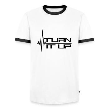 battement de coeur de fréquence cardiaque tournez vers le haut des traits de barre - T-shirt contrasté Homme - blanc/noir - Devant - AI Model Female 172 light (172cm) & AI Model Male 178 dark (178cm)