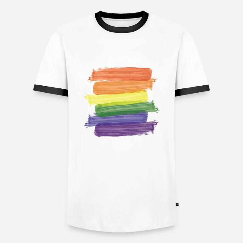 Rainbow Paint Brushes (Strokes) - Men's Ringer Shirt - white/black