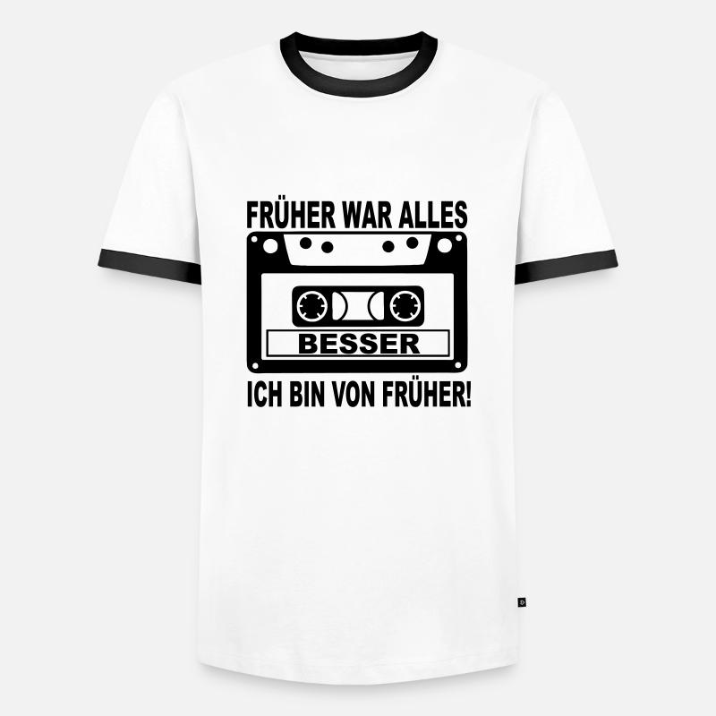 everything was better - Men's Ringer Shirt - white/black