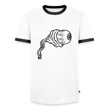 eye ripped out see zombie dead died biohaz - Men's Ringer Shirt - white/black - Front - AI Model Female 172 light (172cm) & AI Model Male 178 dark (178cm)