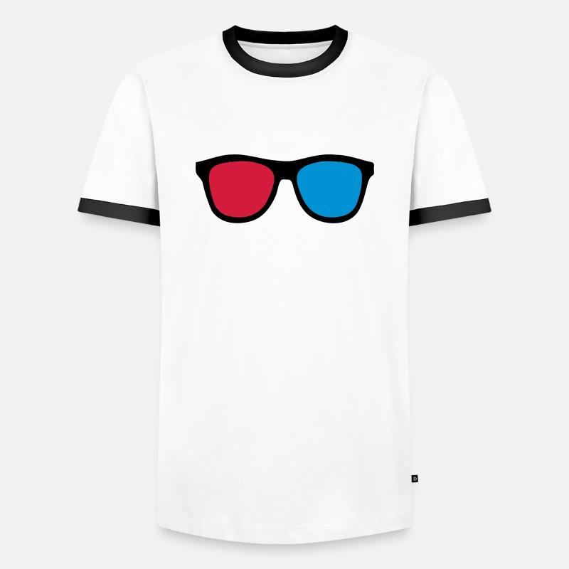 3D-Brillen - Männer Kontrast-T-Shirt - Weiß/Schwarz