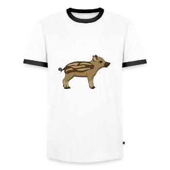 wild pig - T-shirt contrasté Homme - blanc/noir - Devant - AI Model Female 172 light (172cm) & AI Model Male 178 dark (178cm)