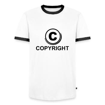 c_copyright_1f1 - Männer Kontrast-T-Shirt - Weiß/Schwarz - Vorne - AI Model Female 172 light (172cm) & AI Model Male 178 dark (178cm)