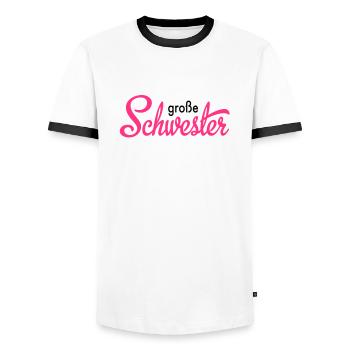grande soeur - T-shirt contrasté Homme - blanc/noir - Devant - AI Model Female 172 light (172cm) & AI Model Male 178 dark (178cm)