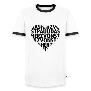 Das Herz von St. Pauli - Männer Kontrast-T-Shirt - Weiß/Schwarz - Vorne - AI Model Female 172 light (172cm) & AI Model Male 178 dark (178cm)