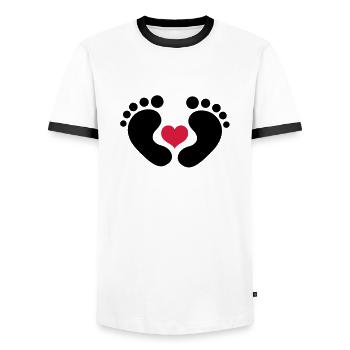 baby - Men's Ringer Shirt - white/black - Front - AI Model Female 172 light (172cm) & AI Model Male 178 dark (178cm)