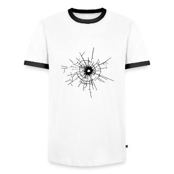 Glass crack - Men's Ringer Shirt - white/black - Front - AI Model Female 172 light (172cm) & AI Model Male 178 dark (178cm)