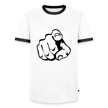 60 Zeigefinger - Männer Kontrast-T-Shirt - Weiß/Schwarz - Vorne - AI Model Female 172 light (172cm) & AI Model Male 178 dark (178cm)