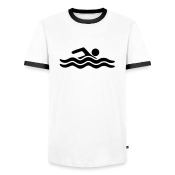 schwimmbad meer urlaub wellen wasser cool sport lo - Männer Kontrast-T-Shirt - Weiß/Schwarz - Vorne - AI Model Female 172 light (172cm) & AI Model Male 178 dark (178cm)