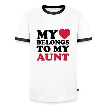MHBTM aunt - Männer Kontrast-T-Shirt - Weiß/Schwarz - Vorne - AI Model Female 172 light (172cm) & AI Model Male 178 dark (178cm)