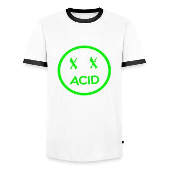 face acide - T-shirt contrasté Homme - blanc/noir - Devant - AI Model Female 172 light (172cm) & AI Model Male 178 dark (178cm)