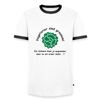 Vegetarier sind grausam - Männer Kontrast-T-Shirt - Weiß/Schwarz - Vorne - AI Model Female 172 light (172cm) & AI Model Male 178 dark (178cm)