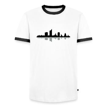 Skyline Leipzig - Männer Kontrast-T-Shirt - Weiß/Schwarz - Vorne - AI Model Female 172 light (172cm) & AI Model Male 178 dark (178cm)