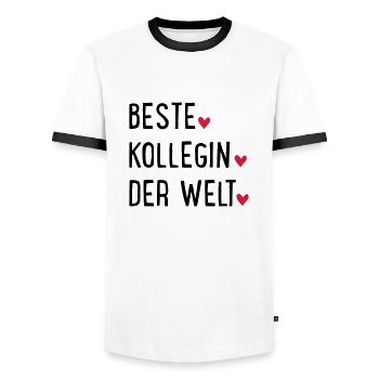 Collègue - T-shirt contrasté Homme - blanc/noir - Devant - AI Model Female 172 light (172cm) & AI Model Male 178 dark (178cm)