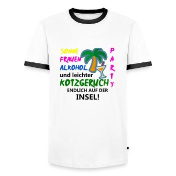 Kotzgeruch Saufen Jungesellenabschied Geschenkidee - Männer Kontrast-T-Shirt - Weiß/Schwarz - Vorne - AI Model Female 172 light (172cm) & AI Model Male 178 dark (178cm)