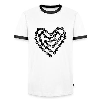 Radkette heart - Men's Ringer Shirt - white/black - Front - AI Model Female 172 light (172cm) & AI Model Male 178 dark (178cm)