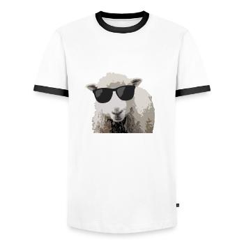 Schaf-Stil - Männer Kontrast-T-Shirt - Weiß/Schwarz - Vorne - AI Model Female 172 light (172cm) & AI Model Male 178 dark (178cm)