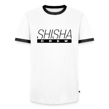 shisha_crew_hy1 - Männer Kontrast-T-Shirt - Weiß/Schwarz - Vorne - AI Model Female 172 light (172cm) & AI Model Male 178 dark (178cm)