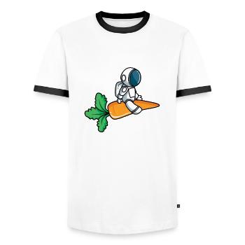 Astronaut on carrot rocket - Men's Ringer Shirt - white/black - Front - AI Model Female 172 light (172cm) & AI Model Male 178 dark (178cm)