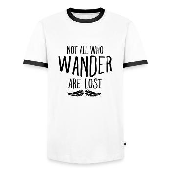 Not All Who Wander Are Lost - Männer Kontrast-T-Shirt - Weiß/Schwarz - Vorne - AI Model Female 172 light (172cm) & AI Model Male 178 dark (178cm)