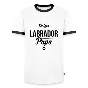 Stolzer Labrador Papa - Labbi Liebe - Männer Kontrast-T-Shirt - Weiß/Schwarz - Vorne - AI Model Female 172 light (172cm) & AI Model Male 178 dark (178cm)