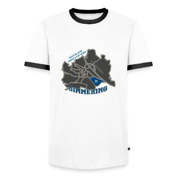 Simmering Wien 11 - Männer Kontrast-T-Shirt - Weiß/Schwarz - Vorne - AI Model Female 172 light (172cm) & AI Model Male 178 dark (178cm)
