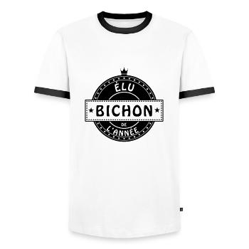 elu bichon - T-shirt contrasté Homme - blanc/noir - Devant - AI Model Female 172 light (172cm) & AI Model Male 178 dark (178cm)
