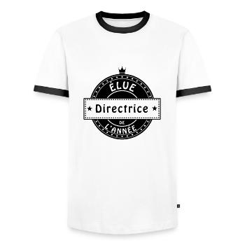 elue directrice - T-shirt contrasté Homme - blanc/noir - Devant - AI Model Female 172 light (172cm) & AI Model Male 178 dark (178cm)