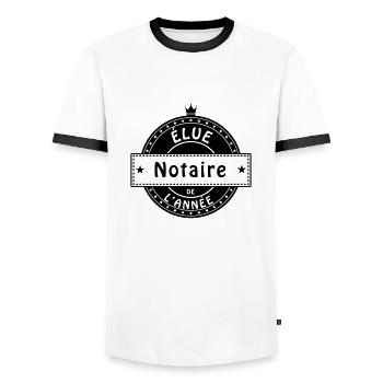 elue notaire - T-shirt contrasté Homme - blanc/noir - Devant - AI Model Female 172 light (172cm) & AI Model Male 178 dark (178cm)
