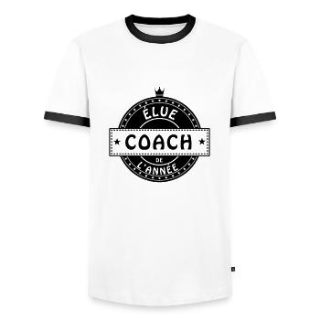elue coach - T-shirt contrasté Homme - blanc/noir - Devant - AI Model Female 172 light (172cm) & AI Model Male 178 dark (178cm)