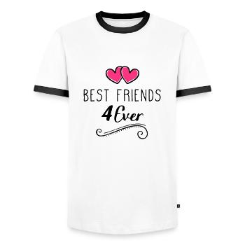 best friends 4 ever design - Männer Kontrast-T-Shirt - Weiß/Schwarz - Vorne - AI Model Female 172 light (172cm) & AI Model Male 178 dark (178cm)