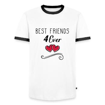 best friends 4 ever - Männer Kontrast-T-Shirt - Weiß/Schwarz - Vorne - AI Model Female 172 light (172cm) & AI Model Male 178 dark (178cm)