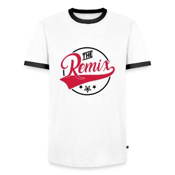 The Remix - Der Remix - The Original - Familie - T-shirt contrasté Homme - blanc/noir - Devant - AI Model Female 172 light (172cm) & AI Model Male 178 dark (178cm)