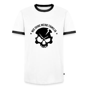 nie ohne familia totenkopf - Männer Kontrast-T-Shirt - Weiß/Schwarz - Vorne - AI Model Female 172 light (172cm) & AI Model Male 178 dark (178cm)