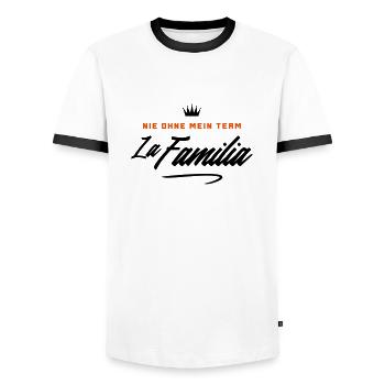 nie ohne mein team familia - Männer Kontrast-T-Shirt - Weiß/Schwarz - Vorne - AI Model Female 172 light (172cm) & AI Model Male 178 dark (178cm)