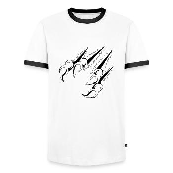 krallen_01 - Männer Kontrast-T-Shirt - Weiß/Schwarz - Vorne - AI Model Female 172 light (172cm) & AI Model Male 178 dark (178cm)