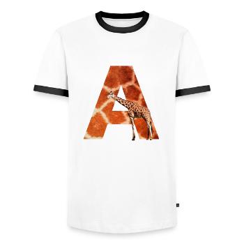 giraffe a - Men's Ringer Shirt - white/black - Front - AI Model Female 172 light (172cm) & AI Model Male 178 dark (178cm)