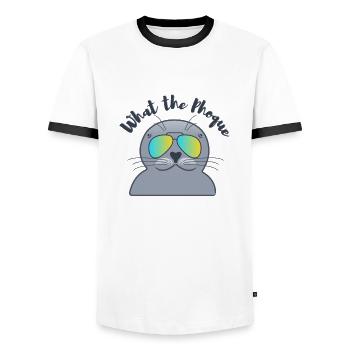 SEAL - Men's Ringer Shirt - white/black - Front - AI Model Female 172 light (172cm) & AI Model Male 178 dark (178cm)
