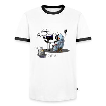 Milchstraße - Männer Kontrast-T-Shirt - Weiß/Schwarz - Vorne - AI Model Female 172 light (172cm) & AI Model Male 178 dark (178cm)