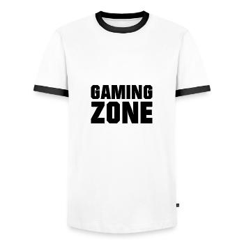 Zone de jeu - T-shirt contrasté Homme - blanc/noir - Devant - AI Model Female 172 light (172cm) & AI Model Male 178 dark (178cm)